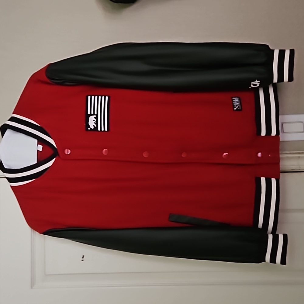Red N Blk Cali bear embroyded coat
